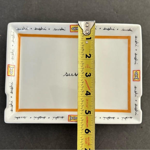 Set of 2  White Sushi word graphic Appetizer Plates, 7.25"x5.5" - Picture 8 of 8